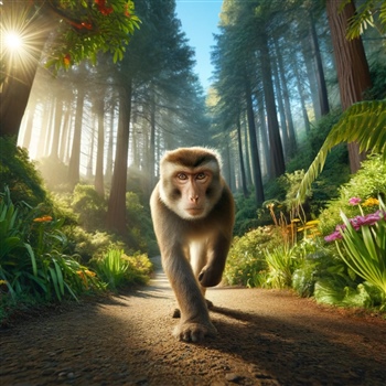 Mono caminando por un sendero